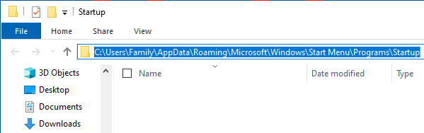 User Level Startup Folder Location on Windows PC