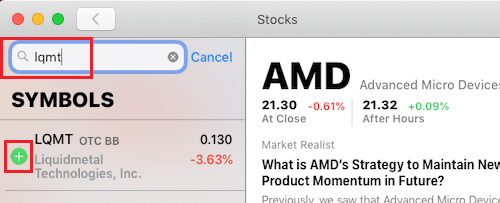 Add Stock to Watchlist in Stocks App For Mac