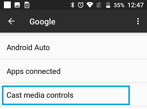 Cast Media Controls option on Android Phone