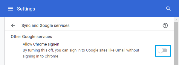 Disable Auto Sign-in to Chrome Browser