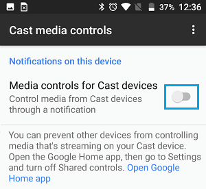 Disable Media Controls For Cast Devices on Android Phone