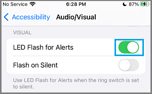 Enable LED Flash Alerts Option on iPhone