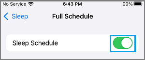 Switch ON Sleep Schedule on iPhone