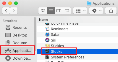 Open Stocks App on Mac