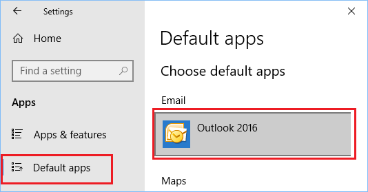 Select Default Email Client In Windows 10