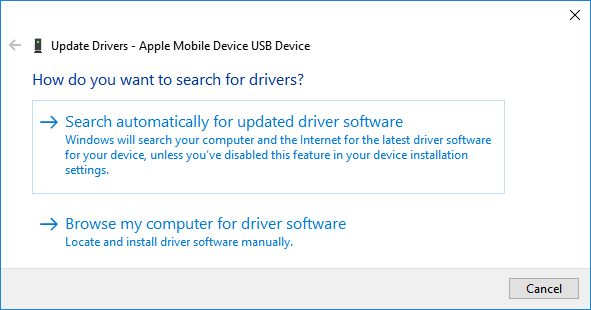 Search automatically for updated driver software