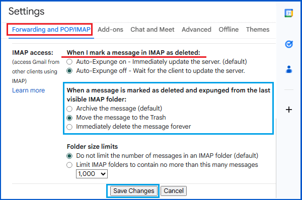 Configure IMAP Settings in Gmail