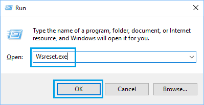 Reset Windows Store Cache Using Run Command Window
