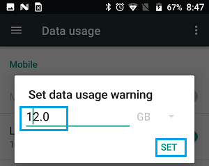 Set Data Usage Warning on Android Phone