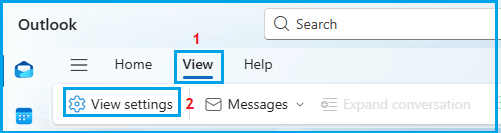View Settings Option in Microsoft Outlook