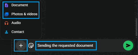 Attach Files Option in WhatsApp Web 