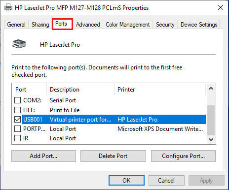 Check Printer Port Connection Type