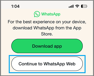 Continue to WhatsApp Web