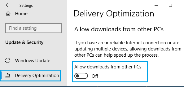 Disable Downloads From Other PCs