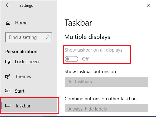 Disable Taskbar on Multiple Displays 