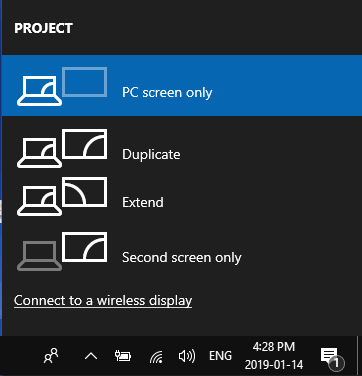 Dual Screen Display Options in Windows 10