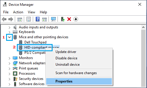 Open Mouse Driver Properties