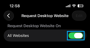 Enable Request Desktop Site Option For All Website on Safari Browser