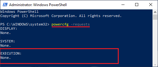 Run powercfg -requests Command