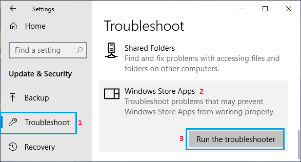 Run Troubleshooter For Windows Store Apps