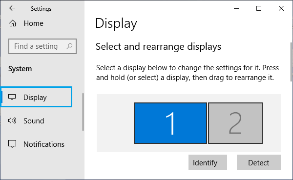 Select Display to Change Settings 