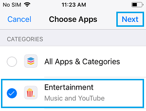 Set Time Limit For Entertainment Apps on iPhone