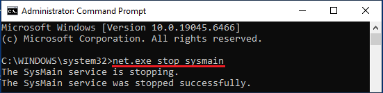 Stop SysMain Service Using Command Prompt