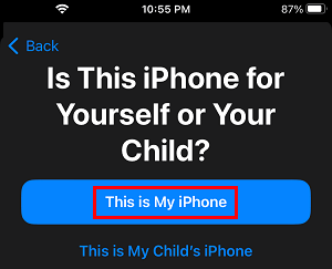 Select This is My iPhone Option