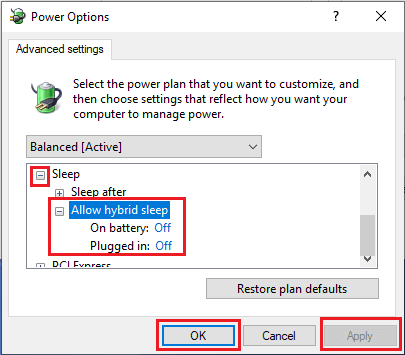 Disable Hybrid Sleep on Windows PC