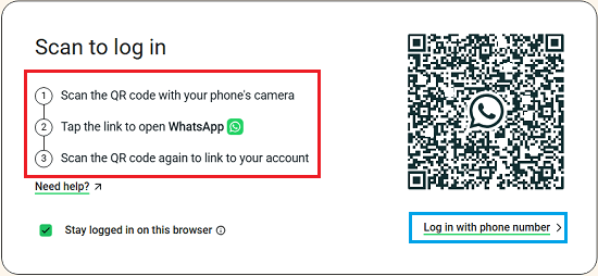 WhatsApp QR Code With Instructions