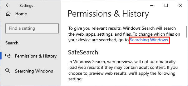 Searching Windows Link