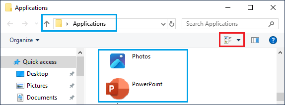 Apps Listed in Applications Folder on Windows PC
