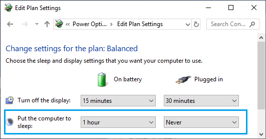 Disable Sleep Mode While Computer is Plugged In