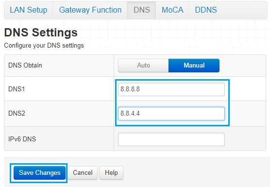Change Router DNS Settings to Google DNS
