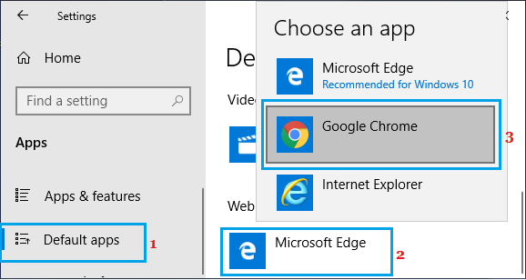 Set Google Chrome As Default Web Browser in Windows 10
