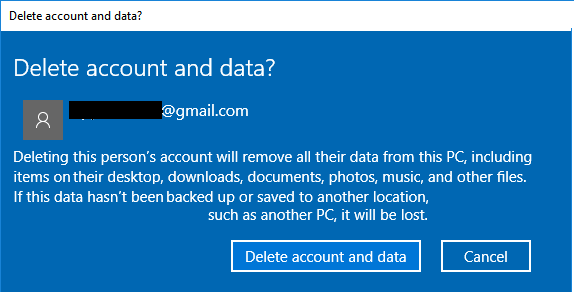 Delete Microsoft User Account & Data From Windows 10 PC