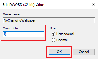 Enable Changing of Desktop Background Using Registry