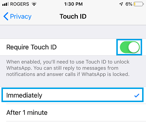 Enable Touch ID For WhatsApp on iPhone