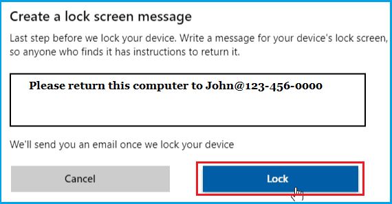 Write Lock Screen Message and Lock Windows 10 PC
