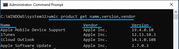 Check Installed Apps Using Command Prompt