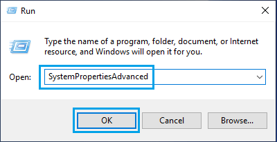 Open Advanced System Properties Using Run Command in Windows