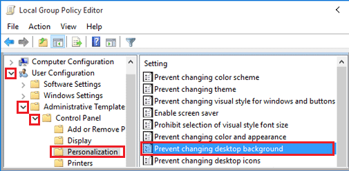 Prevent Changing Desktop Background in Windows Group Policy