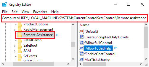 Open Remote Assistance DWORD Using Registry Editor