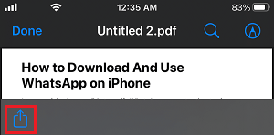 Share PDF File Option on iPhone