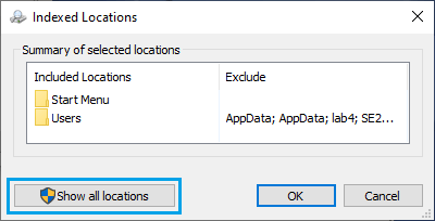Show All Windows Indexing Locations