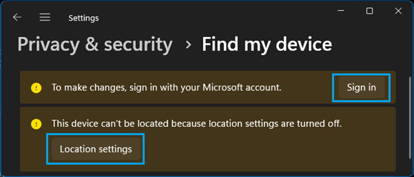 Sign In to Microsoft Account and Enable Location Services