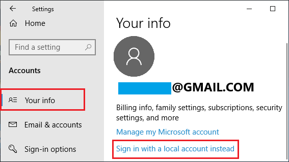 Sign-in With Local Account Option in Windows