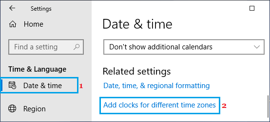 Add Clocks for different time zones option in Windows