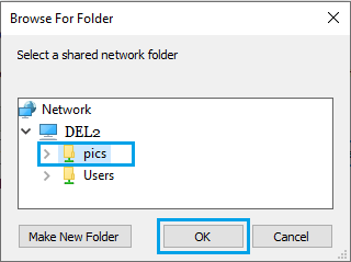 Browse And Select Shared Folder