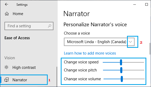 Change Narrator Voice in Windows 10